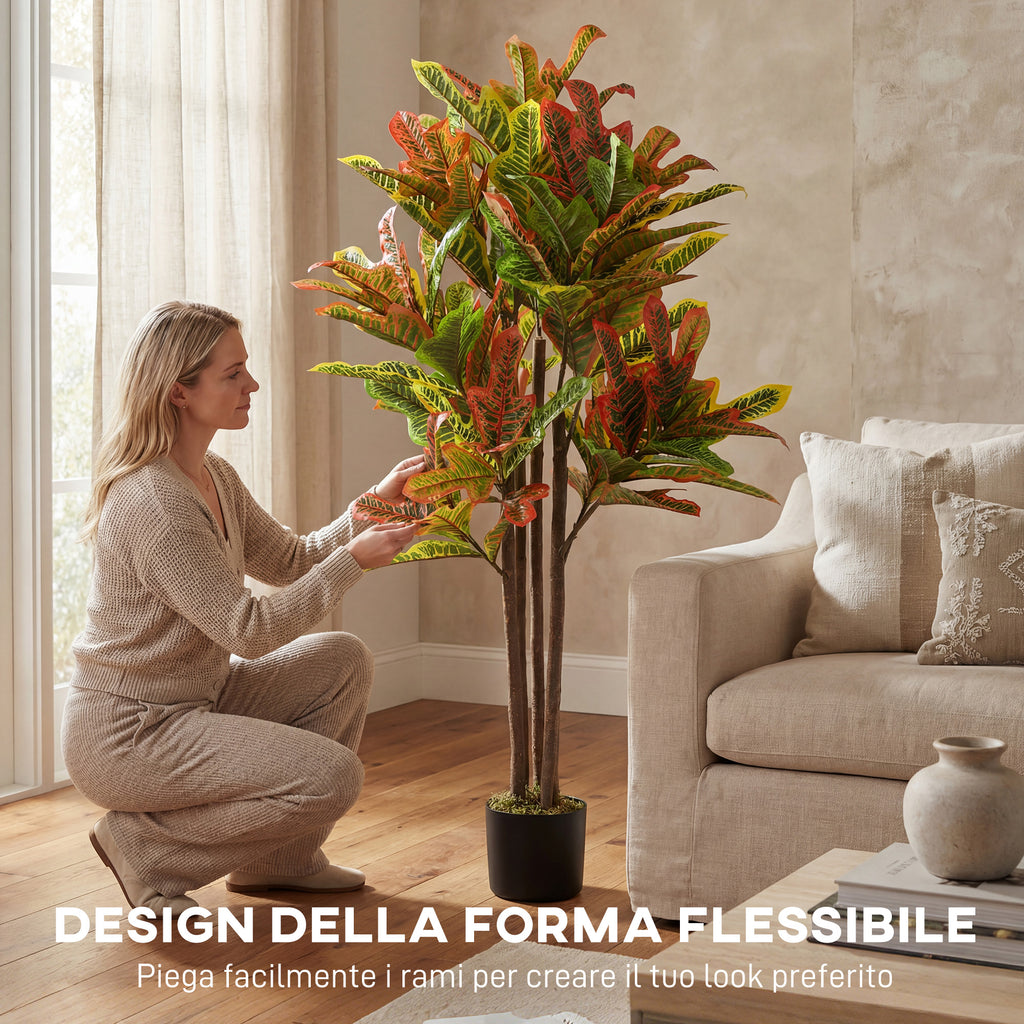 Pianta Artificiale Croton Multicolore da 120 cm