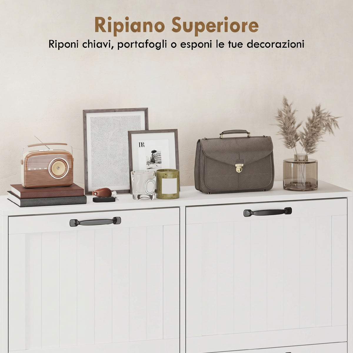 Scarpiera Bianca Salvaspazio con 4 Cassetti Ribaltabili