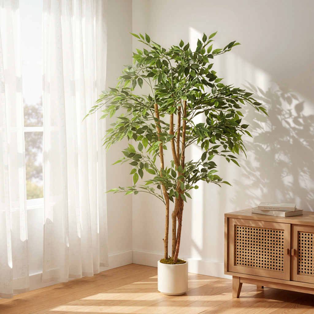 Pianta Artificiale Baniano da 150 cm con Tronco in Legno