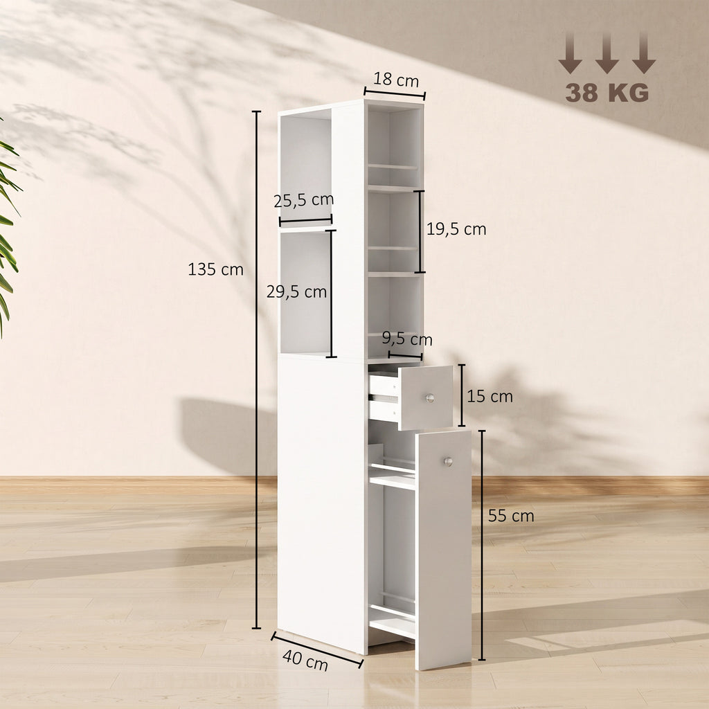 Mobile Bagno Alto Slim Bianco con 2 Cassetti