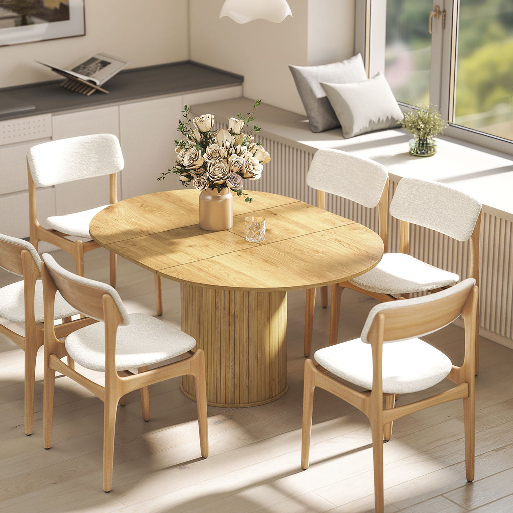 Tavolo da Pranzo Espandibile Rotondo/Ovale per 6-8 Persone con Base a Piedistallo