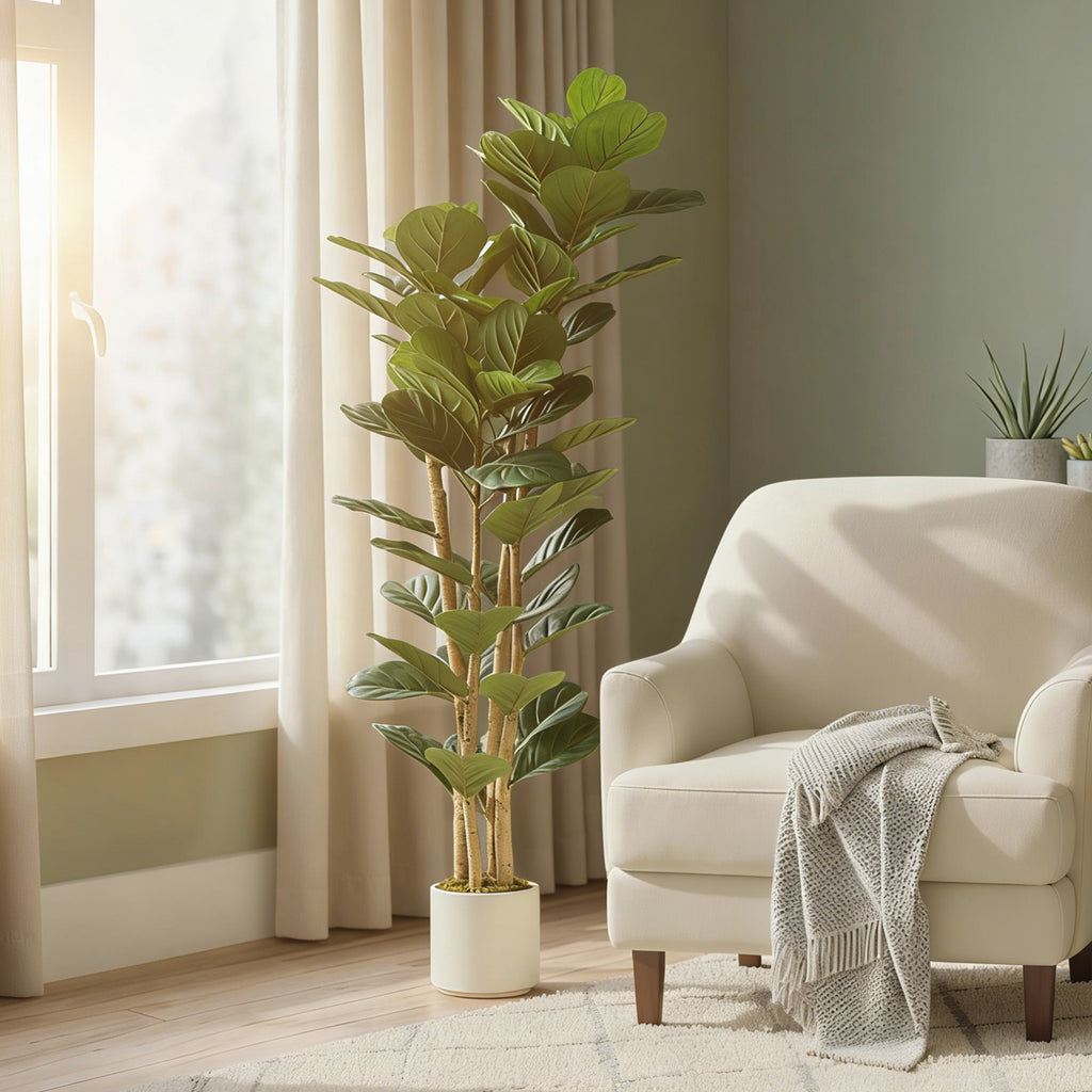 Pianta Artificiale Fico Verde da 150 cm con Vaso