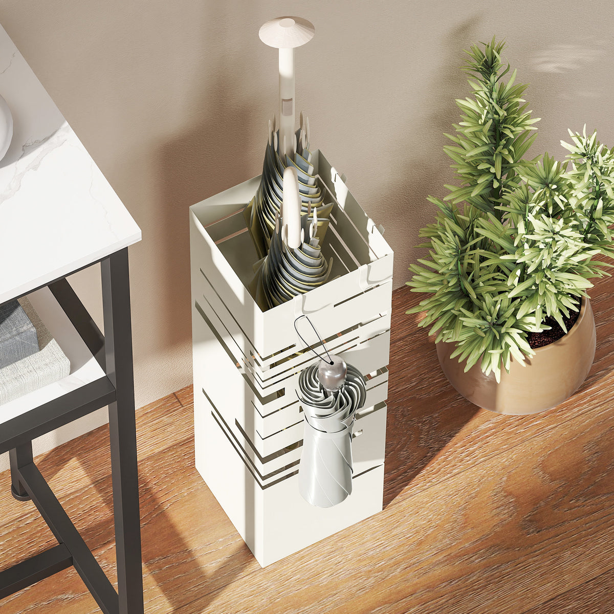 Portaombrelli Autoportante Quadrato Beige