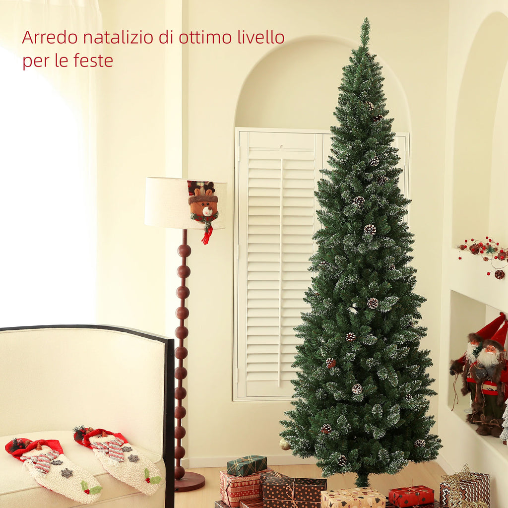 Albero di Natale Innevato 225 cm con 980 Rami e Pigne