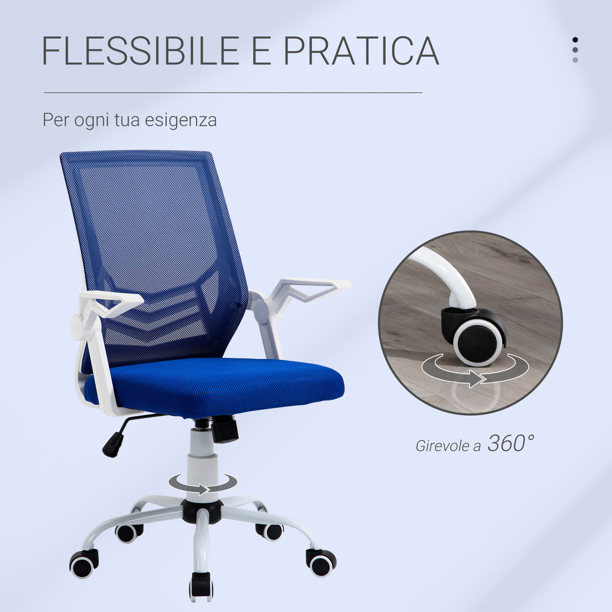 Sedia da Ufficio Ergonomica Blu con Supporto Lombare