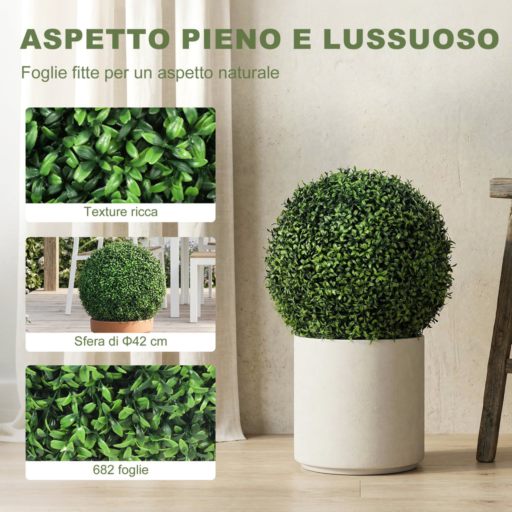 Topiaria Artificiale in Bosso 42 cm con 682 Foglie