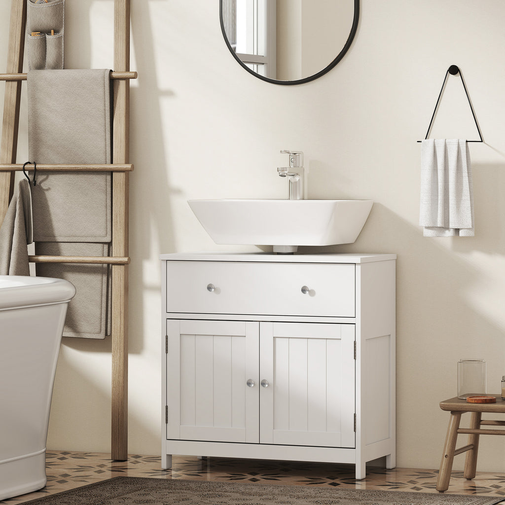 Mobiletto Sottolavabo Bianco con Cassetto e Armadietto
