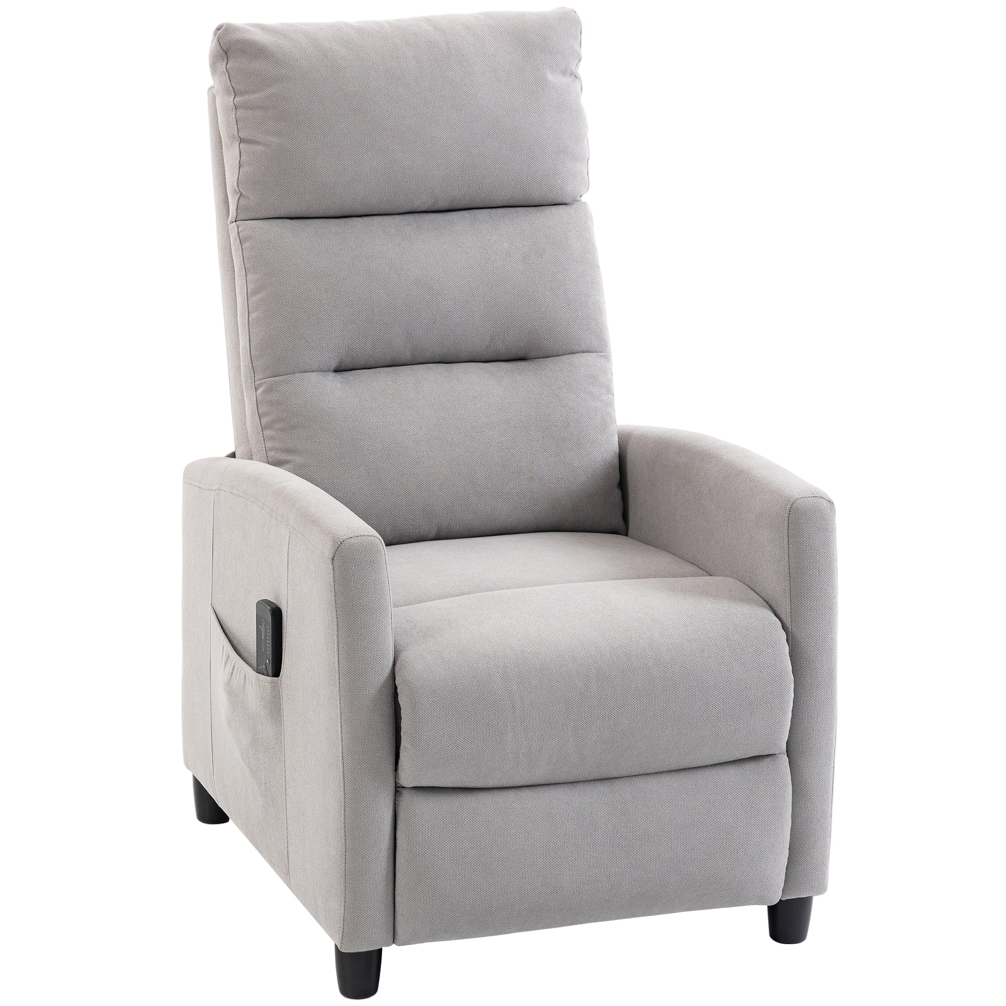 Poltrona Relax Massaggiante Reclinabile Manuale 160° in Ciniglia Grigio Chiaro