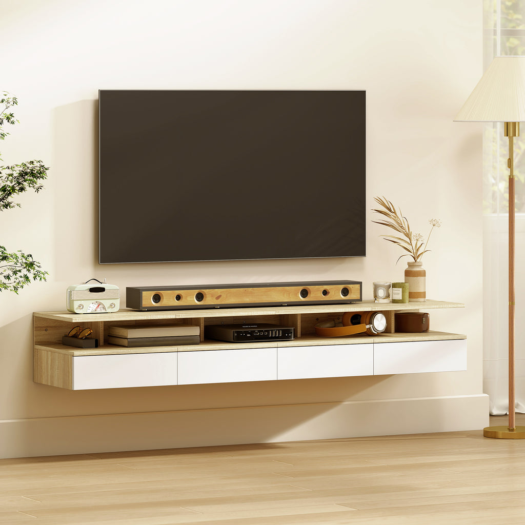 Set 2 Comodini Sospesi Rovere e Bianco