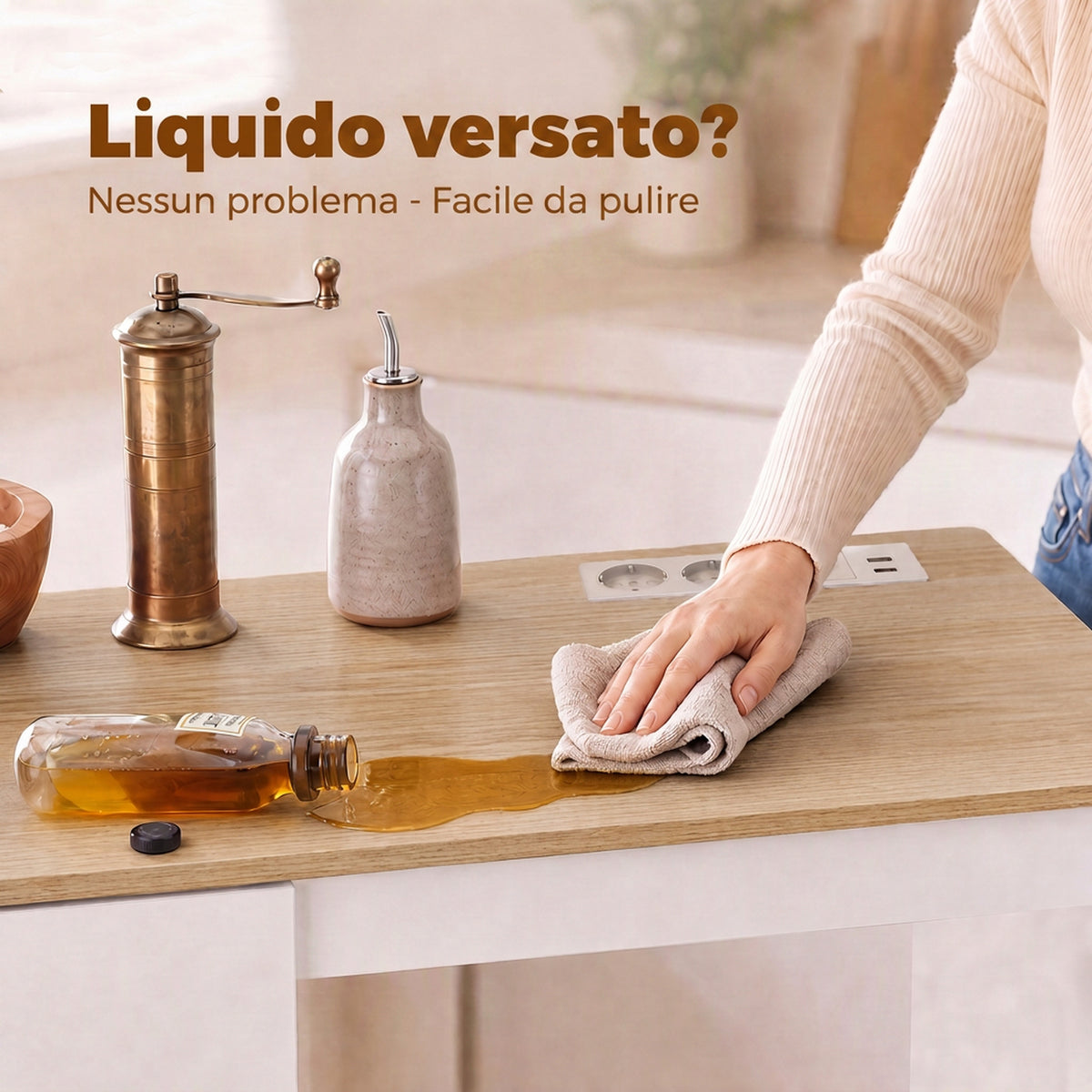 Carrello da Cucina Bianco con Presa di Corrente