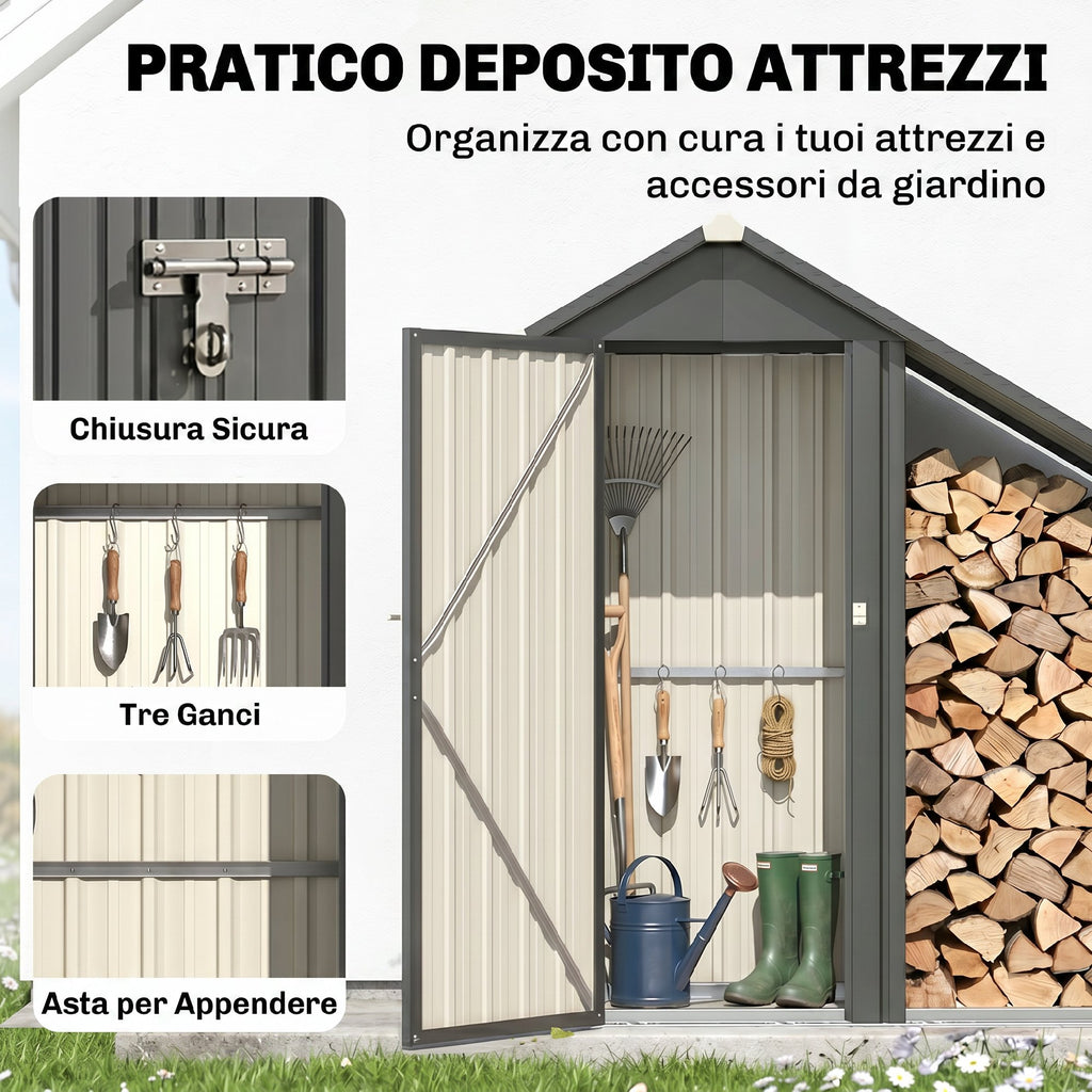 Portalegna da Esterno con Armadietto Portautensili