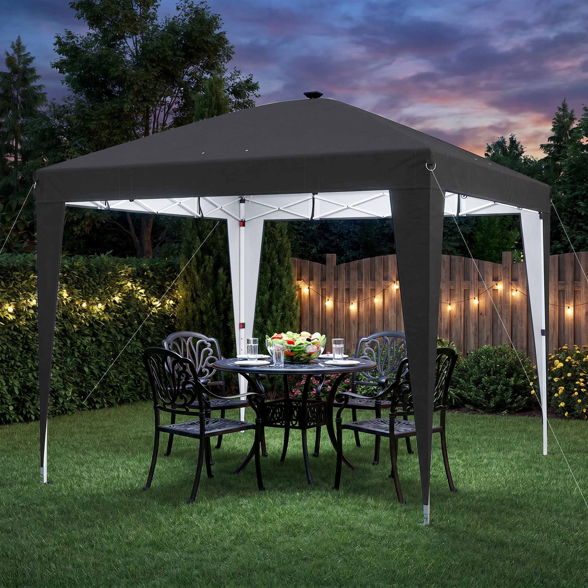 Gazebo Pop-Up Pieghevole 3x3 m con Luce LED, USB e Altezza Regolabile