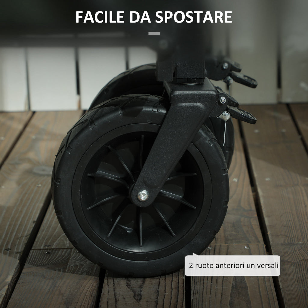 Carrello da Giardino Pieghevole 95 L con Pannello Apribile e Telaio in Acciaio