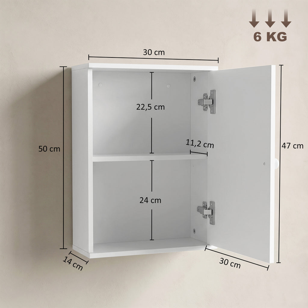 Mobiletto Bagno Sopra WC Bianco con Ripiano e Anta