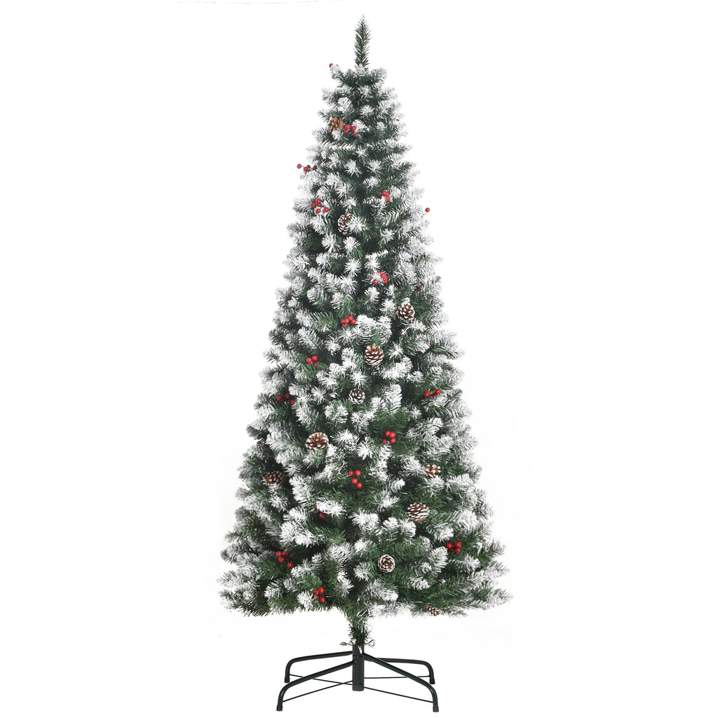 Albero di Natale 180 cm con Bacche Rosse e Pigne
