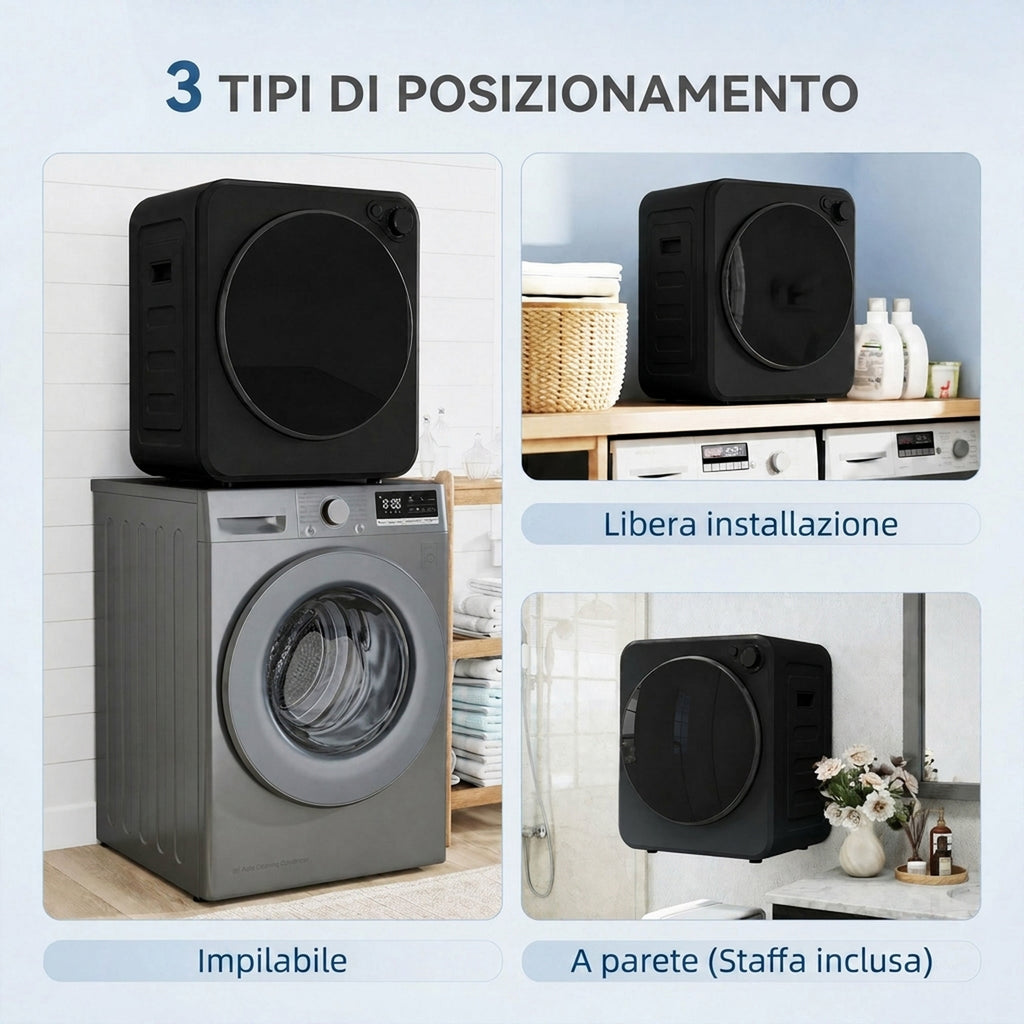 Mini Asciugatrice Portatile 2,5 kg 5 Programmi