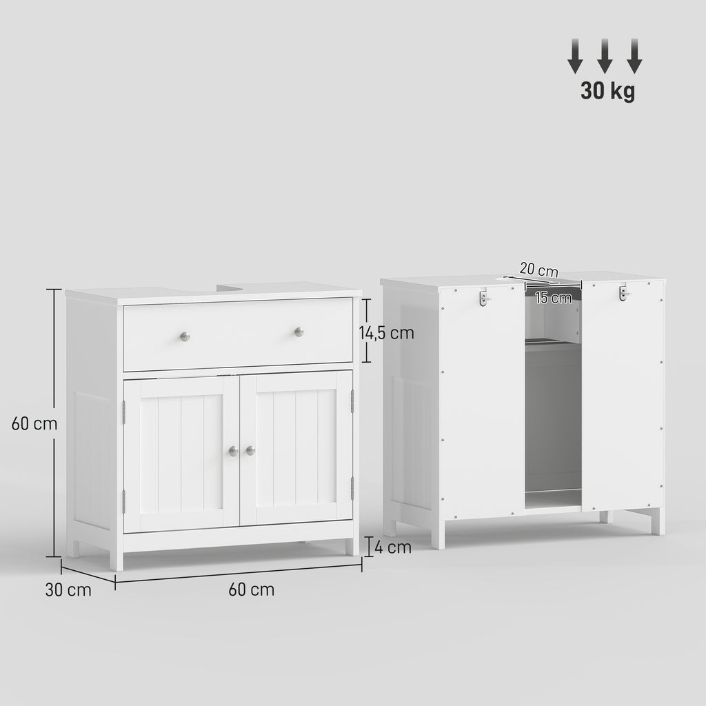 Mobiletto Sottolavabo Bianco con Cassetto e Armadietto