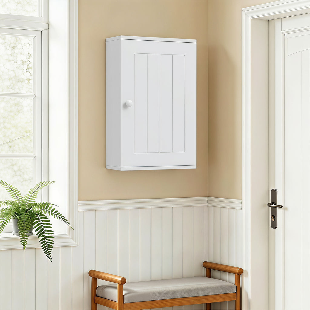 Mobiletto Bagno Sopra WC Bianco con Ripiano e Anta