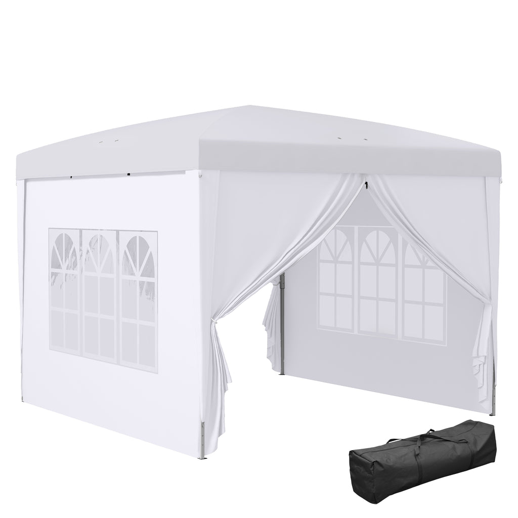 Gazebo Pieghevole Impermeabile 3x3 m con 4 Pannelli Laterali Bianco