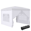 Gazebo Pieghevole Impermeabile 3x3 m con 4 Pannelli Laterali Bianco