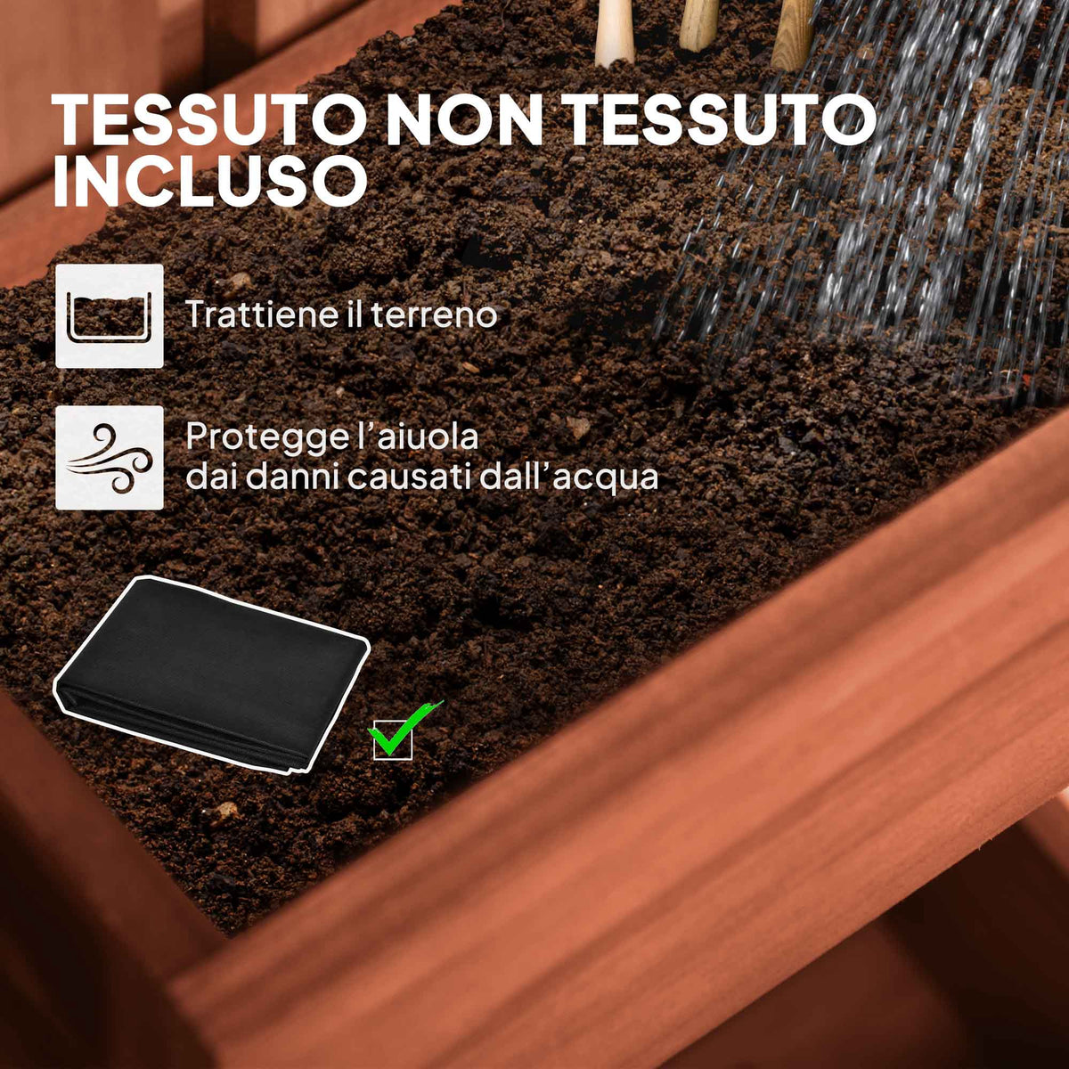 Fioriera Verticale in Legno con 3 Vasi Rimovibili