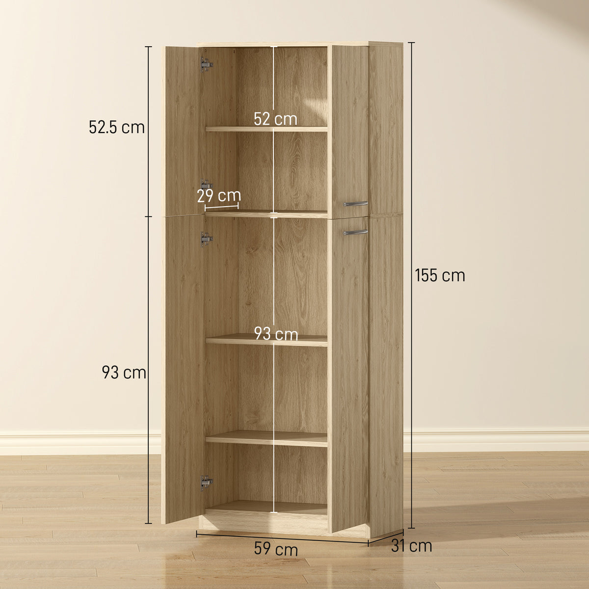 Mobile Contenitore Rovere con 2 Armadietti e Mensole