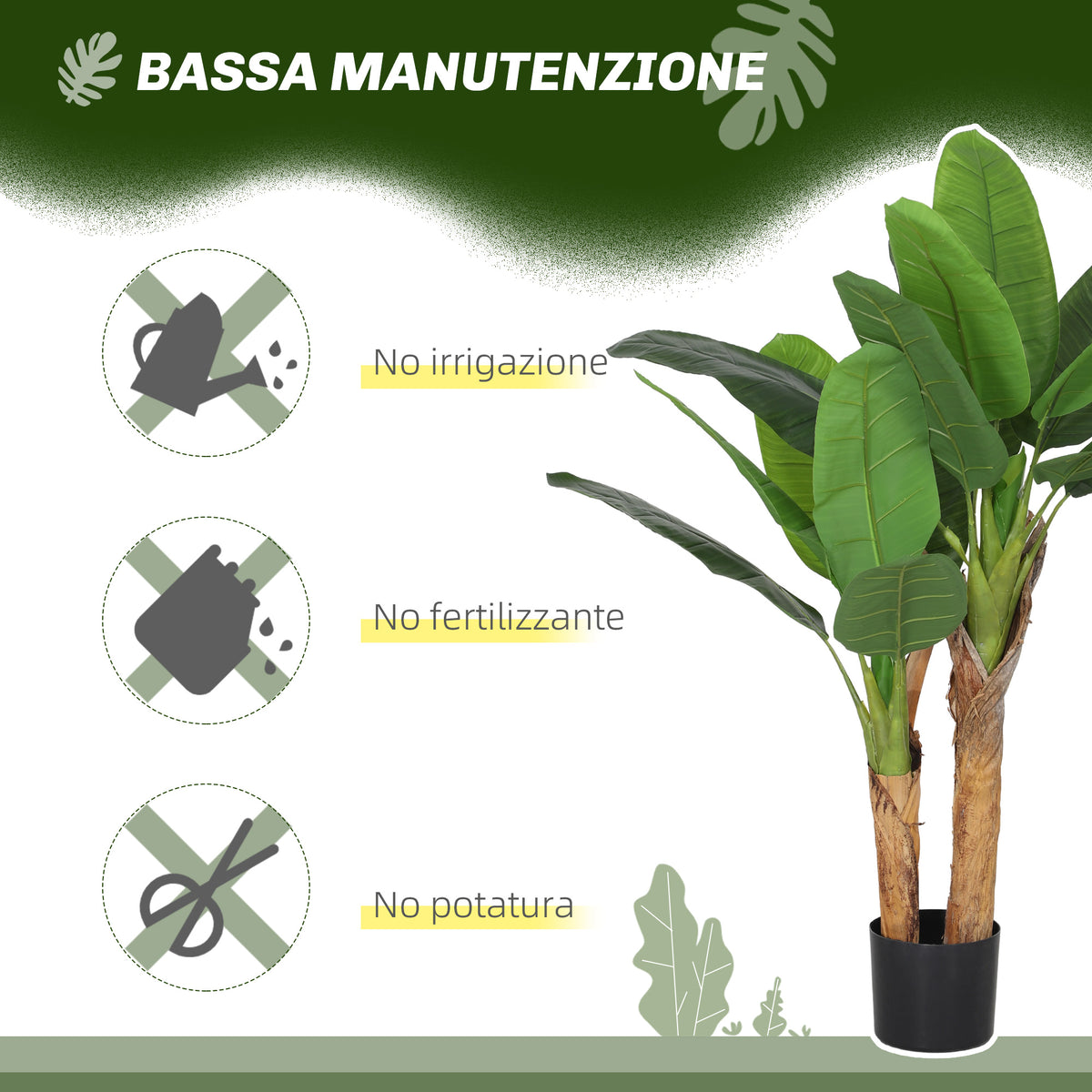 Pianta Artificiale di Banano da Interno 120 cm