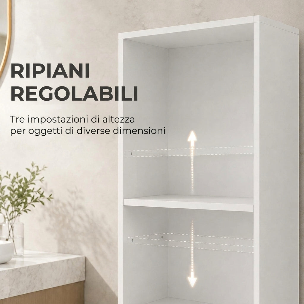Mobiletto Bagno Slim Bianco con Ruote e Cassetto