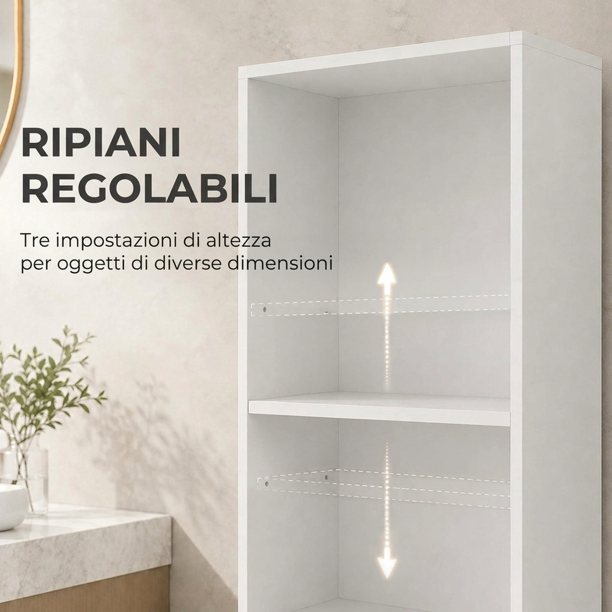 Mobiletto Bagno Slim Bianco con Ruote e Cassetto
