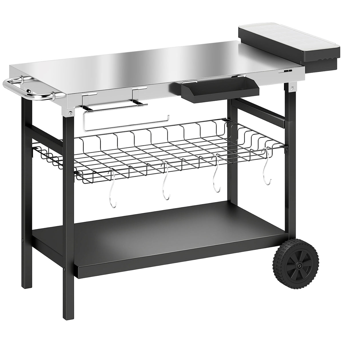 Carrello da Giardino a 3 Livelli con Piano Inox