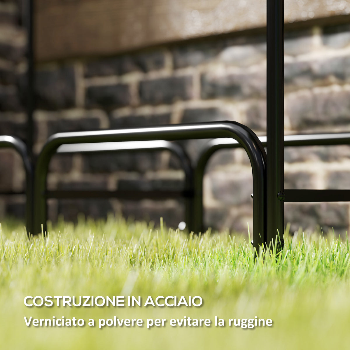 Portalegna in Metallo con Copertura e Telo 120 cm