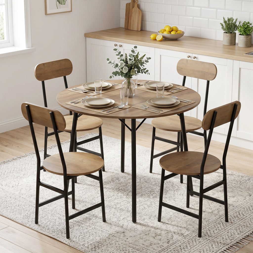 Set da Pranzo Tavolo e 4 Sedie Finitura Naturale