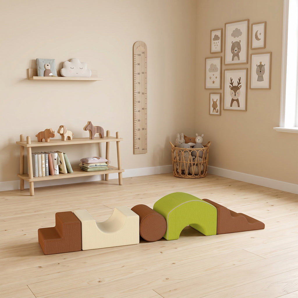 Set Psicomotricità per Bambini con 5 Blocchi in Schiuma e Base Antiscivolo