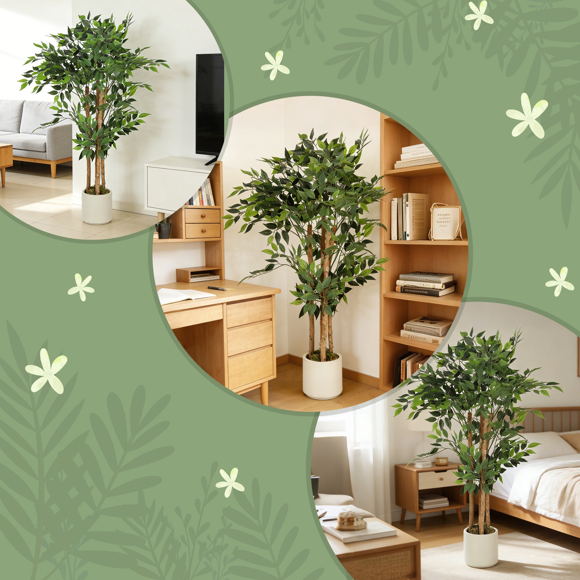 Pianta Artificiale di Baniano 120 cm con Vaso Decorativo