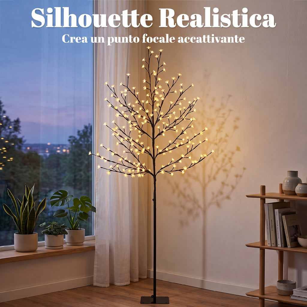 Albero di Natale di Ciliegio 180 cm con Luci LED