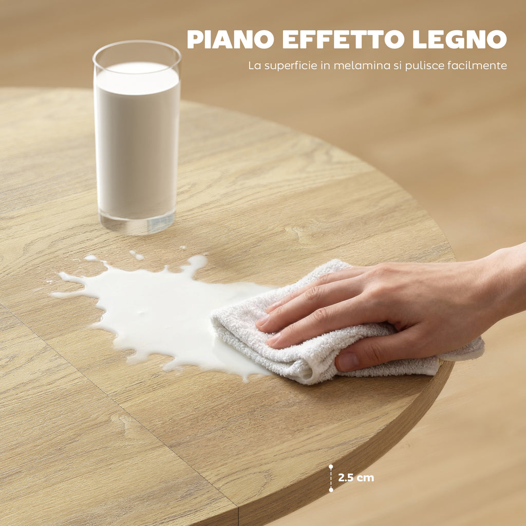 Tavolo da Pranzo Industriale con Ribalta Rotonda per 4-6 Persone