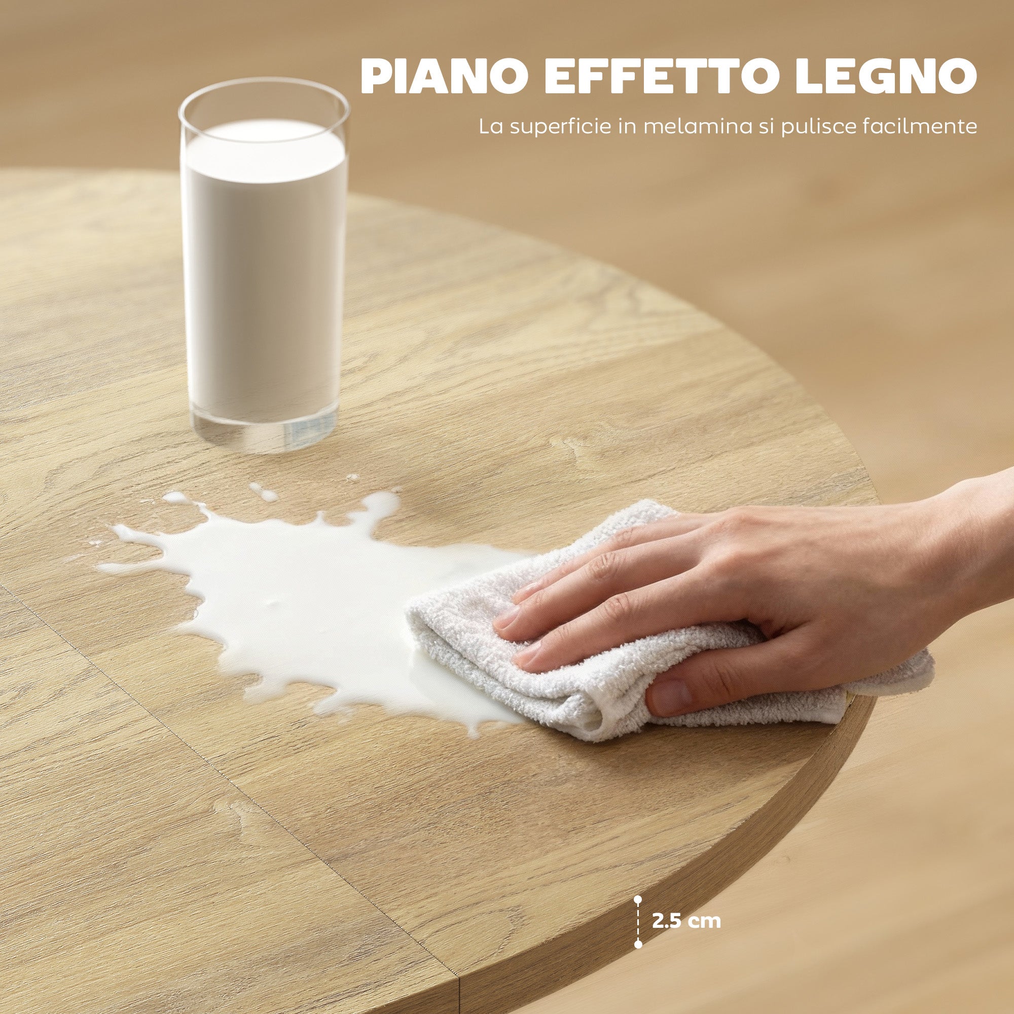 Tavolo da Pranzo Industriale con Ribalta Rotonda per 4-6 Persone