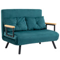 Divano Letto Matrimoniale 3 in 1 in Tessuto Effetto Velluto Verde con Schienale Regolabile