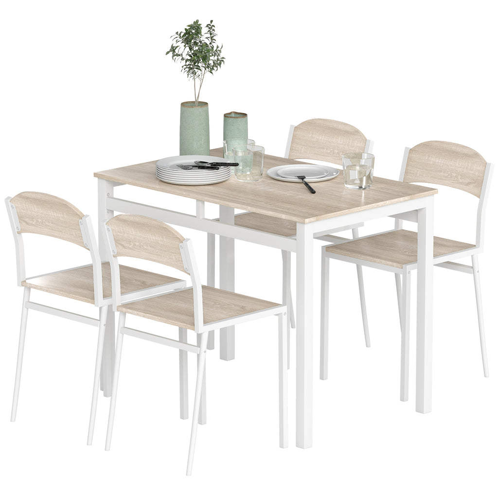 Set da Pranzo con Tavolo e 4 Sedie Bianchi