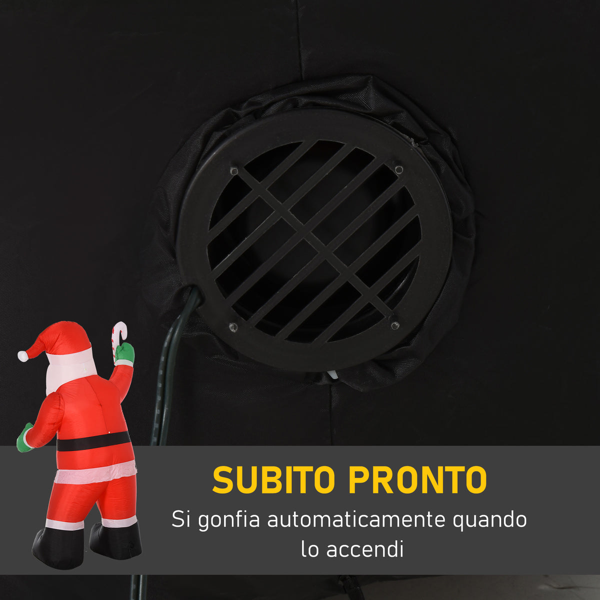 Babbo Natale Gonfiabile Bastoncino di Zucchero con Luci LED