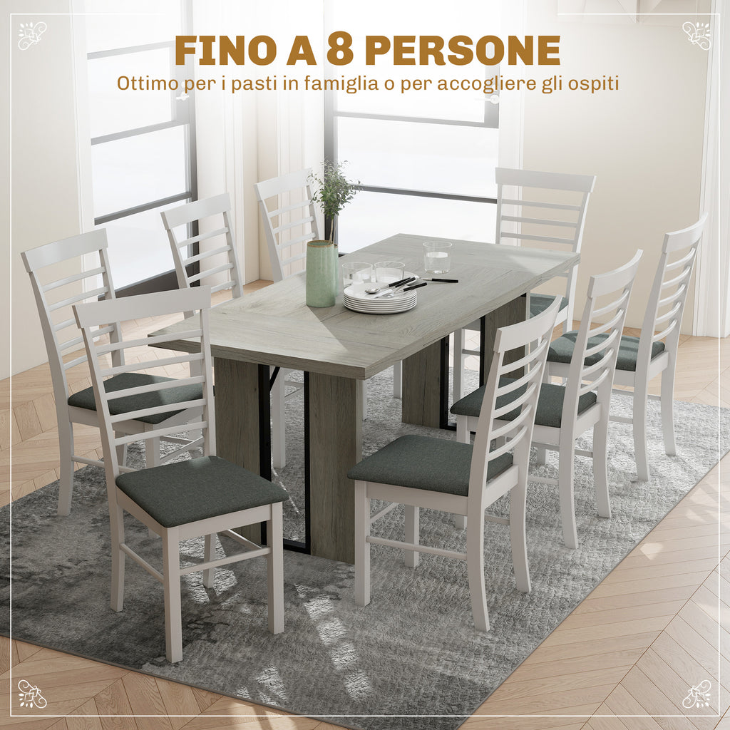 Tavolo da Pranzo Industriale per 8 Persone in Legno e Acciaio Grigio
