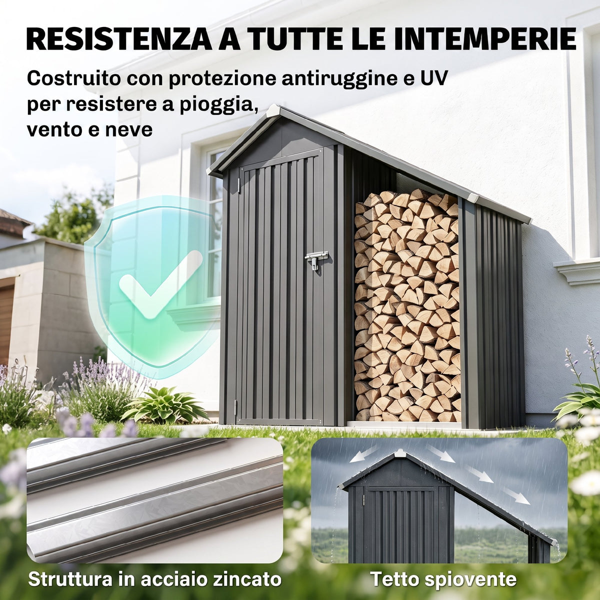 Portalegna da Esterno con Armadietto Portautensili