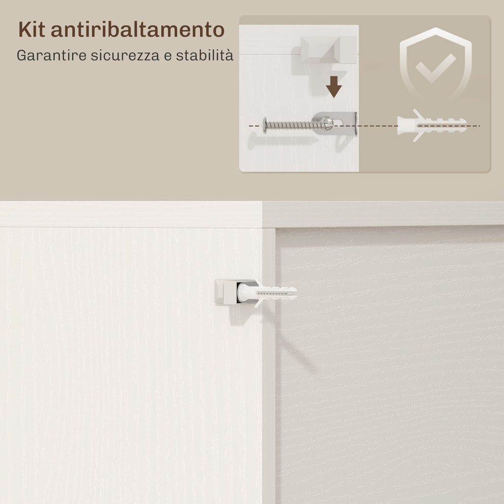 Credenza Cucina con LED, Prese Elettriche e Portabottiglie