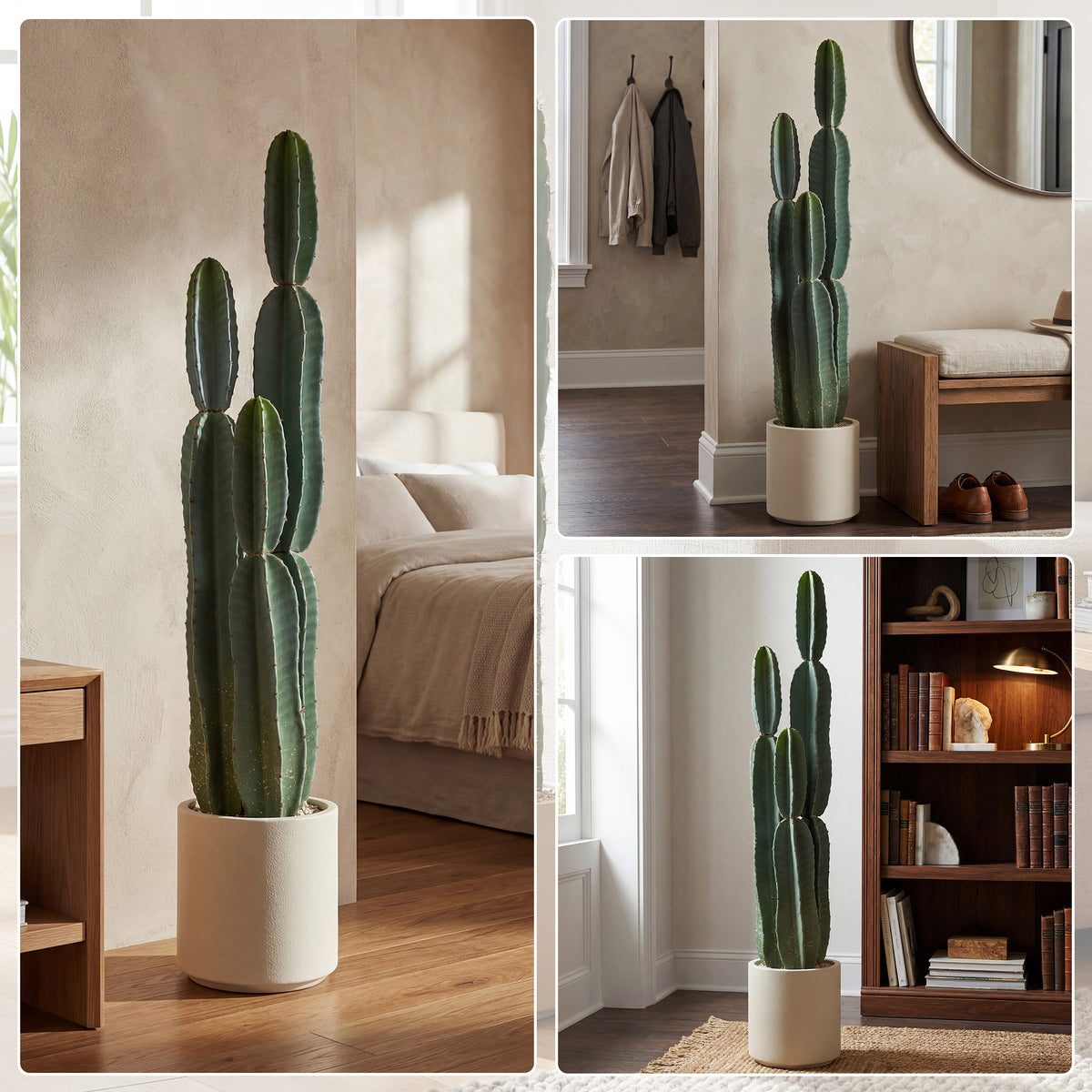 Pianta Artificiale Cactus Grande 111 cm con Vaso