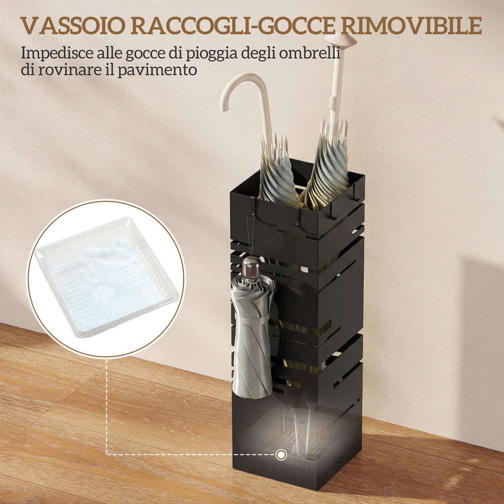 Portaombrelli Nero in Metallo con 4 Ganci