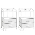 Set 2 Comodini Bianchi con Luci LED e Ricarica