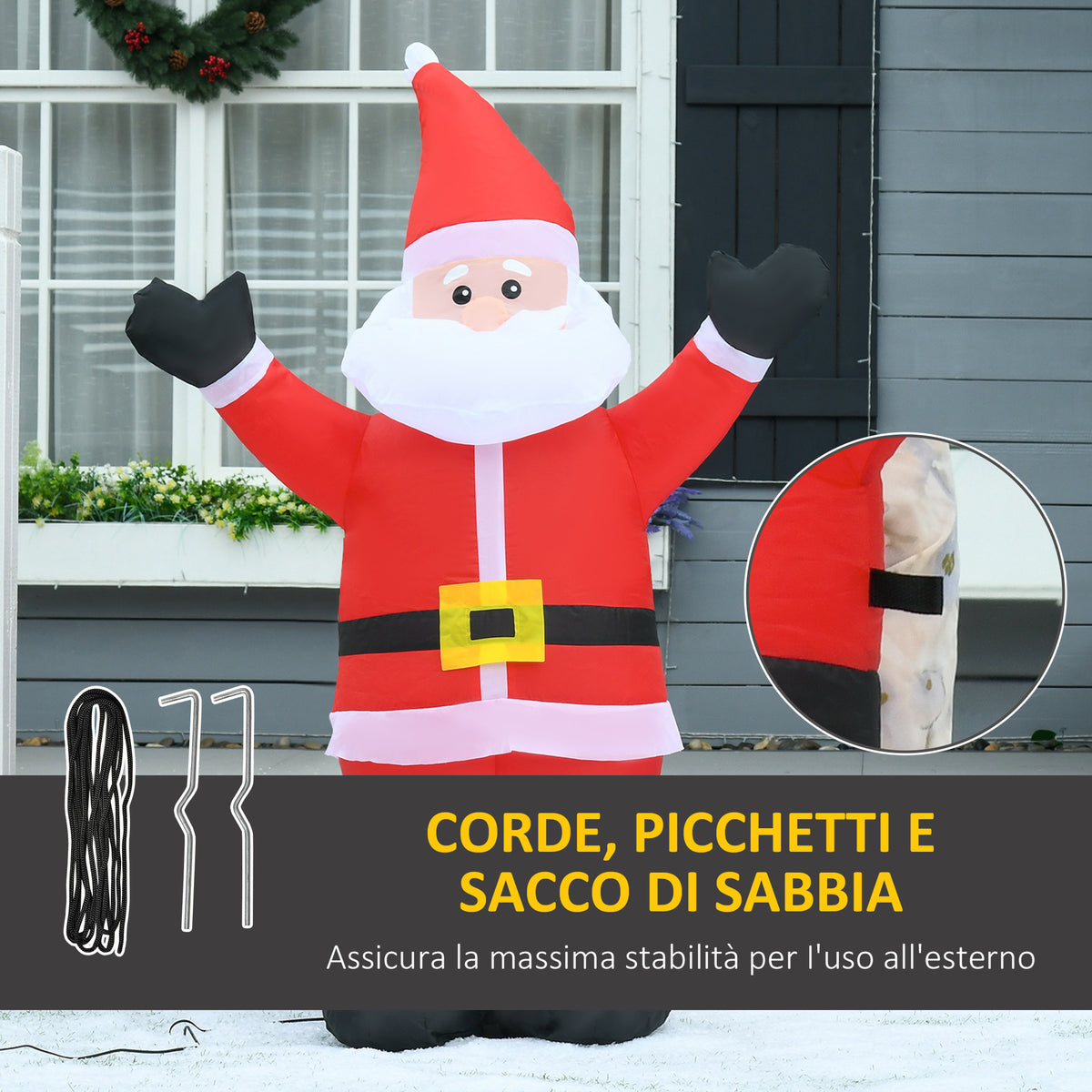 Babbo Natale Gonfiabile Luminoso con Luci LED 120 cm