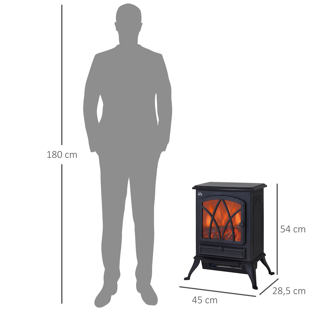 Camino Elettrico Retrò con Fiamma Regolabile 2000W