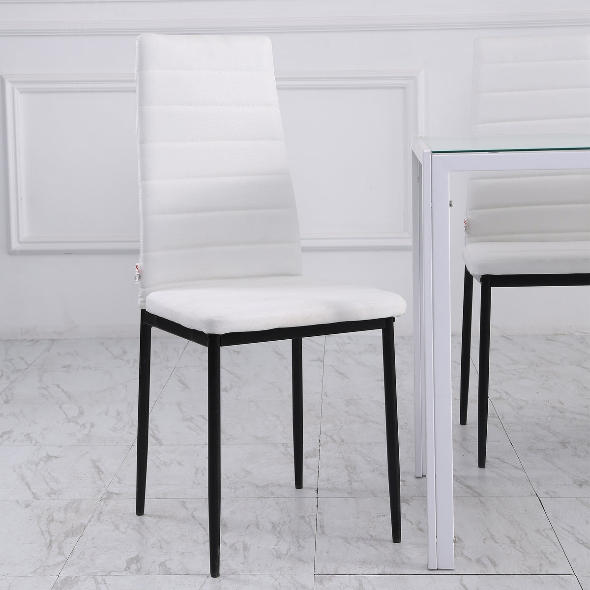 Set 4 Sedie Imbottite Moderne in Metallo e Tessuto