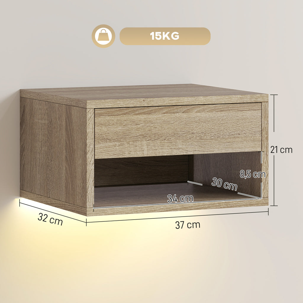 Set 2 Comodini Sospesi con LED RGB e Cassetto
